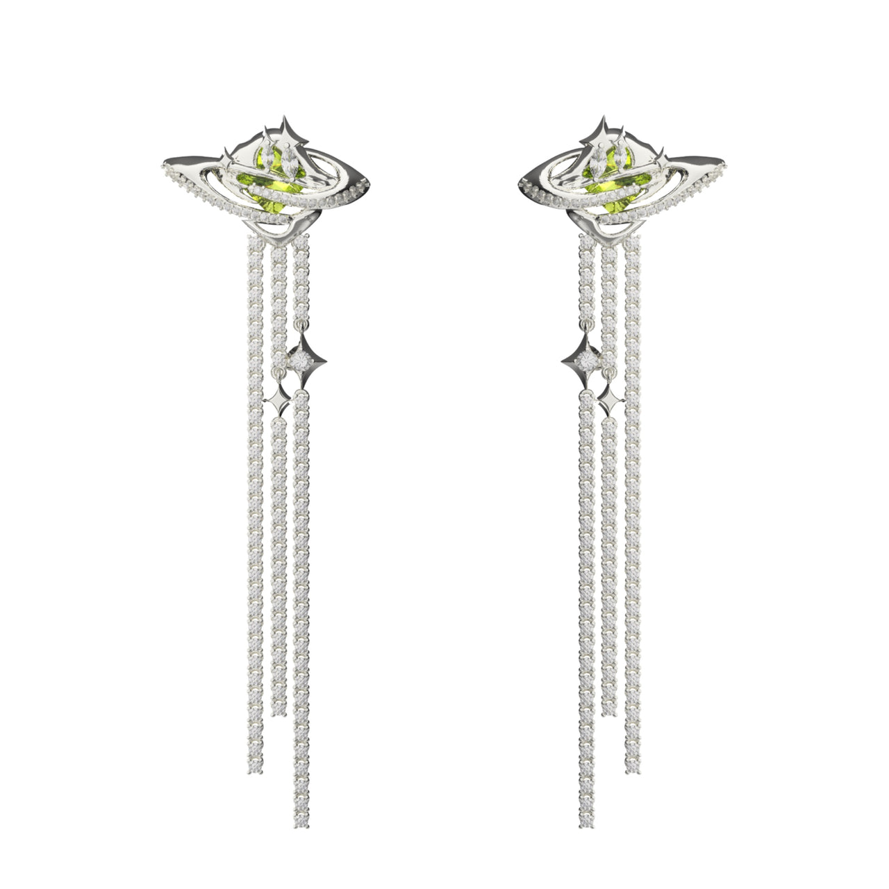 UFO Diamond Tassel Earrings