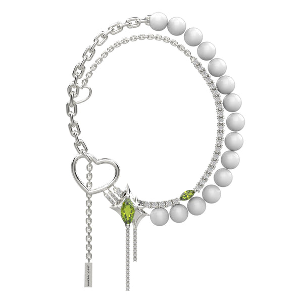 アクセサリー MURRAL Starry chain harness (Silver) Starry Signal Diamond Chain & Pearl Necklace - 24/7 ANONYM